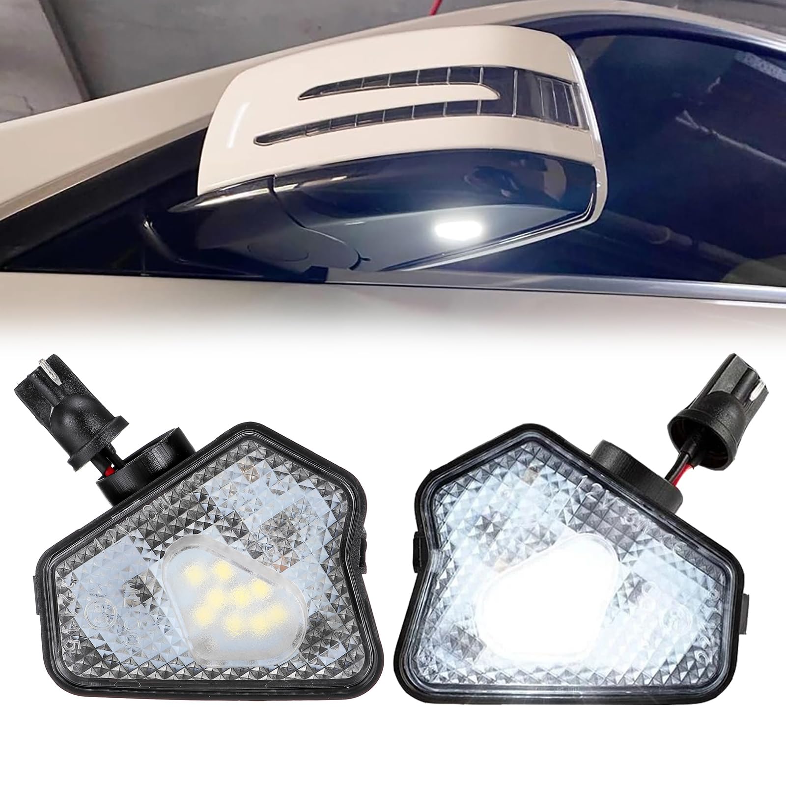 dunxunn 6000K White LED Side Mirror Puddle Lights, Car Under